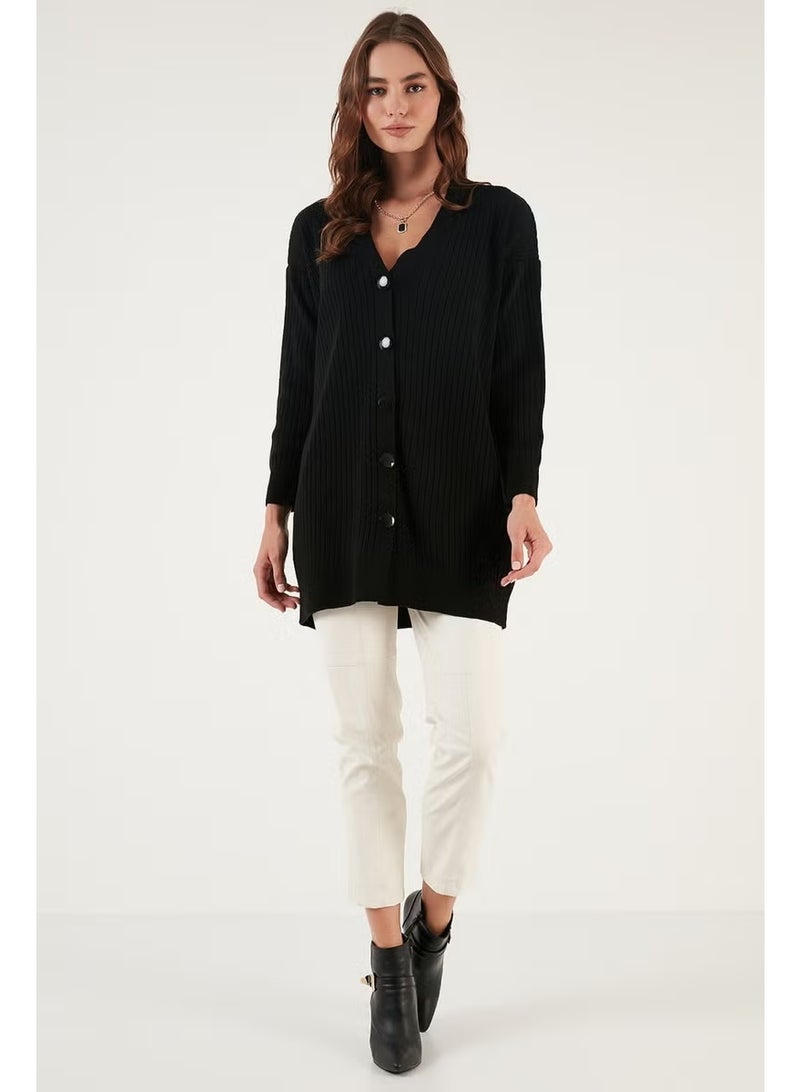 Lela V Neck Buttoned Long Knitted Cardigan Women's Cardigan 4616040Y - Image 5